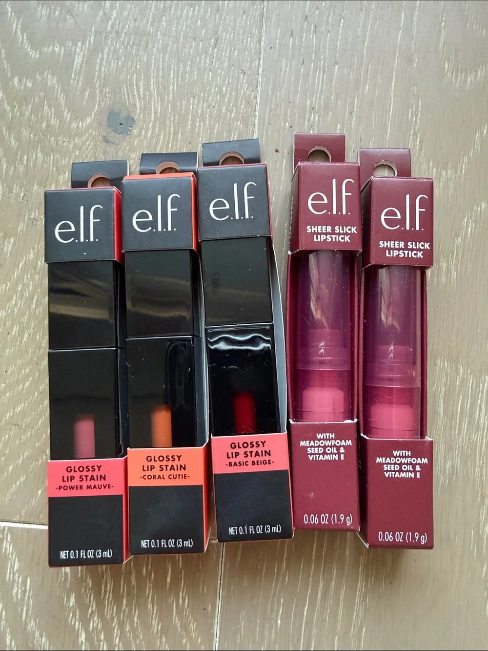 NWT e.l.f. Glossy Lip Stain & Sheer Slick Lipstick bundle of five